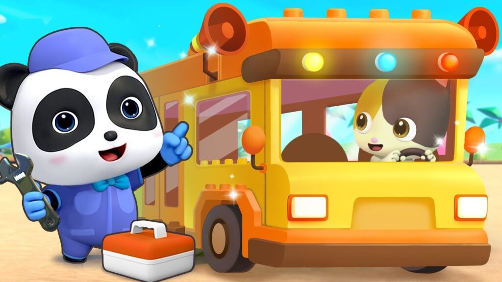 Baby Panda Pretend Play Driving Bus Lyrics – BabyBus
